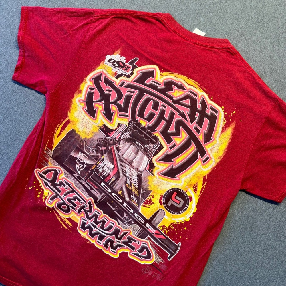 Gildan Leah Pritchett DSR Racing Shirt Red Dodge Dragster Trashed Men M